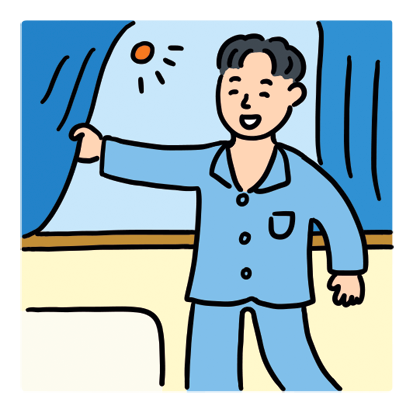 日光を浴びる
